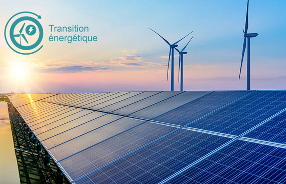 Image de présentation Transition énergétique - Panneaux solaires et éoliennes