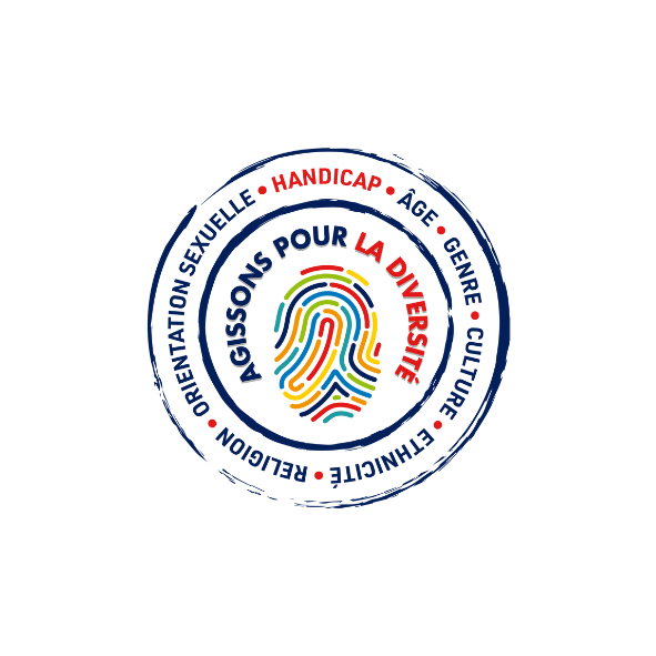 Logo de Agissons pour la diversité : handicap, âge, genre, culture, ethnicité, religion, orientation sexuelle